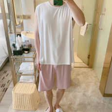 批发MJ背心套-S971 L-5XL <b class='q'>睡衣</b>男女夏季无袖冰丝莫代尔宽松<b class='q'>大码</b>家居服