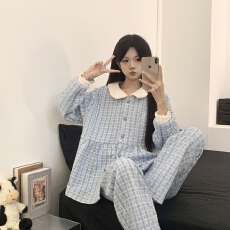 批发L-3XL 秋冬季空气棉月子服<b class='q'>孕妇</b><b class='q'>固定</b>胸垫家居服套装