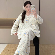 批发L-3XL  空气棉月子服秋冬季家居服<b class='q'>孕妇</b><b class='q'>带</b>胸垫哺乳套装
