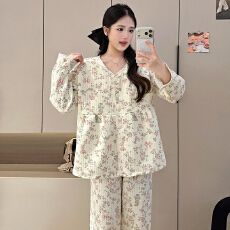 批发L-3XL  空气棉月子服秋冬季家居服<b class='q'>孕妇</b><b class='q'>带</b>胸垫哺乳套装