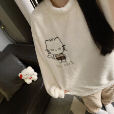 批发L-5XL 男女士同款情侣<b class='q'>睡衣</b>秋冬<b class='q'>珊瑚</b><b class='q'>绒</b>套头加厚加大套装