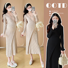 批发实拍 小个子孕妇装修身显瘦孕妇毛衣裙<b class='q'>百搭</b>打底孕妇连衣裙