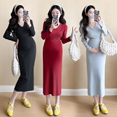 批发实拍 小个子孕妇装韩版时尚修身显瘦孕妇连衣裙潮妈孕妇裙