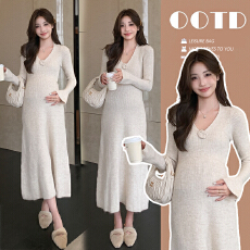 批发实拍 高个子加长款孕妇装韩版时尚孕妇<b class='q'>连衣裙</b>修身显瘦孕妇裙