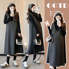 批发实拍现现 两面穿软糥韩版马甲背心+<b class='q'>百搭</b>打底衫套装孕妇两件套