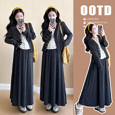 批发实拍 小个子孕妇装拼接宽松上衣+大码时尚孕妇连衣裙两件套