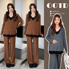 实拍现现 小个子孕妇装韩版宽松孕妇两件套大码孕妇套装