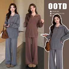 实拍现现 韩版休闲孕妇装宽松孕妇两件套大码孕妇套装