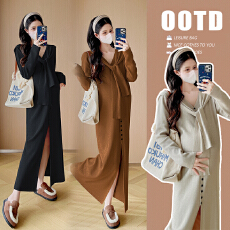 批发实拍现现 懒人<b class='q'>孕妇装</b>开叉<b class='q'>孕妇</b><b class='q'>连衣裙</b>披肩两件套宽松长款<b class='q'>孕妇</b><b class='q'>裙</b>