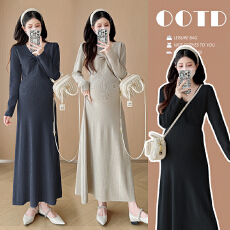 批发实拍现现 小个子<b class='q'>孕妇装</b>V领显瘦<b class='q'>孕妇</b><b class='q'>连衣裙</b>时尚<b class='q'>百搭</b><b class='q'>孕妇</b><b class='q'>毛衣裙</b>