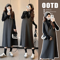 批发实拍现现 两面穿软糥韩版马甲背心+百搭打底衫套装孕妇两件套