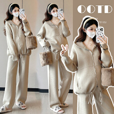 批发实拍 小个子孕妇装加厚韩版宽松孕妇两件套大码孕妇套装