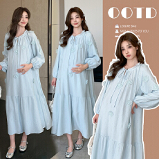 批发实拍现现 <b class='q'>韩版</b>宽松大码孕妇装烫钻孕妇连接衣裙孕妇裙