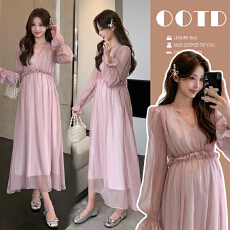 批发实拍现现 新款孕妇装<b class='q'>韩版</b>高腰显瘦仙女孕妇连衣裙