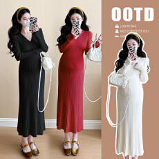 批发实拍现现 小个子孕妇装V领孕妇<b class='q'>连衣裙</b>时尚韩版修身孕妇裙