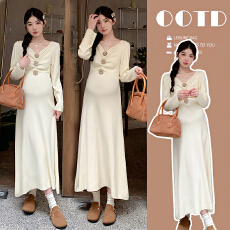 批发实拍 小个子孕妇装长款显瘦孕妇连衣裙时尚百搭打底孕妇裙