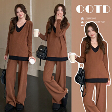 实拍现现 小个子孕妇装韩版宽松孕妇两件套大码孕妇套装