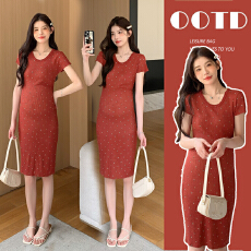 实拍现现 小个子夏季新品孕妇装修身显瘦高弹孕妇连衣裙辣妈裙