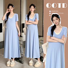 批发实拍现现 <b class='q'>夏季</b>新品孕妇装懒人孕妇连衣裙韩版宽松大码辣妈裙