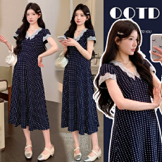 批发实拍现现  <b class='q'>时尚</b><b class='q'>孕妇装</b>波点弹力针织<b class='q'>孕妇</b><b class='q'>连衣裙</b>V领高腰显瘦<b class='q'>孕妇</b><b class='q'>裙</b>