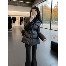 批发棉服女款冬季高级感独特超好看气质收腰保暖中长款黑色夹棉厚外套