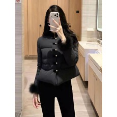 批发冬季巨好看气质高端轻薄夹棉洋气加厚保暖新中式黑色外套棉服女款