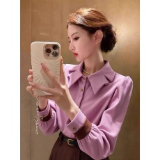 批发2026春季绝美巨好看的上衣高级感轻奢洋气小众设计感通勤粉色衬衫