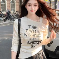 批发Chic港风吊带斜肩上衣女高级感春季新款内搭打底衫设计感小众早春