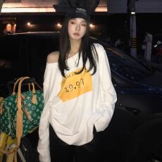 批发罗纹德绒】长袖T恤女冬季新款内搭<b class='q'>宽松</b><b class='q'>打底衫</b>斜肩