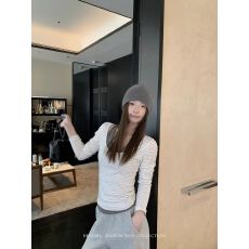 批发【螺纹德绒】条纹假两件<b class='q'>长袖</b>T恤女内搭修身打底上衣