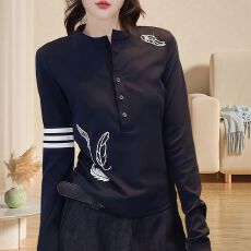 批发刺绣/德绒1*1欧货极简风圆领<b class='q'>T</b><b class='q'>恤</b>女时髦<b class='q'>个性</b>上衣气质长袖网红女