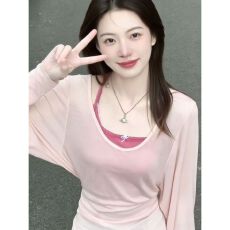 批发天丝罗纹+随心裁<b class='q'>莫代尔</b>甜辣妹薄款罩衫显瘦吊带两件套