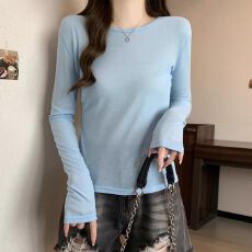 批发天丝<b class='q'>羊绒</b> 130克 新款圆领微透空调罩衫薄款长袖上衣