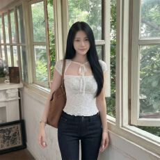 批发法式气质系带方领短袖蕾丝小衫女夏季新款修身显瘦巨好看气质上衣