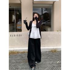 批发黑色长袖开衫<b class='q'>外套</b>女秋季韩系穿搭套装<b class='q'>T</b><b class='q'>恤</b>收腰吊带背心上衣两件套