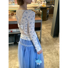 批发原版提花面料韩版新款<b class='q'>碎花</b>蝴蝶结长袖T恤女V领蕾丝拼接<b class='q'>上衣</b>女