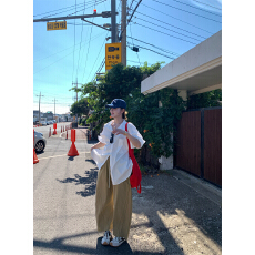 批发实拍#简约百搭上衣<b class='q'>衬衫</b>+莱赛尔工<b class='q'>装</b>休闲阔腿<b class='q'>裤</b><b class='q'>套装</b>女