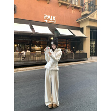 批发实拍 小腰精 时尚保暖收腰显瘦拼接瑜伽棉服磨毛百搭阔腿裤