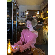 批发实拍 甜系女孩 粉色百搭慵懒毛衣多穿法