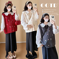 批发实拍2025秋季新款套装韩版时尚气质宽松显瘦减龄绣花马甲三件套