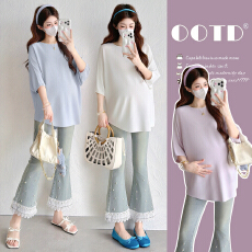 批发实拍2026<b class='q'>孕妇</b><b class='q'>夏装</b>时尚新款短袖圆领冰丝纯色T恤宽松显瘦百搭<b class='q'>上衣</b>