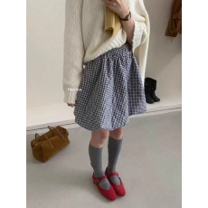 批发秋冬防走光蓬蓬<b class='q'>街头</b>少女感减龄格子休闲百搭显瘦花苞夹棉半身短裙