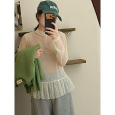 批发<b class='q'>韩国</b>东大门2025 秋冬弹力半高领内搭<b class='q'>蕾丝</b>打底衫