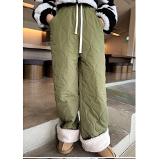 批发秋冬新款设计车缝压线加绒加厚棉裤松紧腰休闲长裤