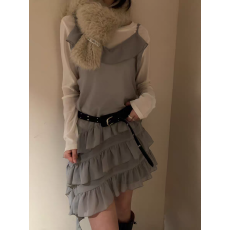 批发波浪边褶皱吊带连衣裙 气质内搭叠穿搭吊带裙