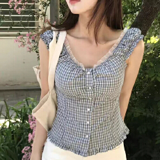 批发26 花边复古夏季重工纯欲显瘦百搭无袖背心