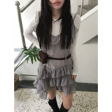 批发韩国<b class='q'>东大门</b> 26夏款 叠容荷叶边吊带裙