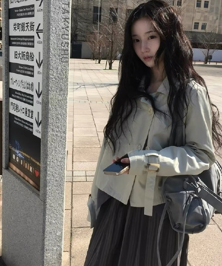 있음 창고 한국 2026 가을 겨울 더블 버클 폴로 칼라 쇼트 스타일 긴팔 재킷