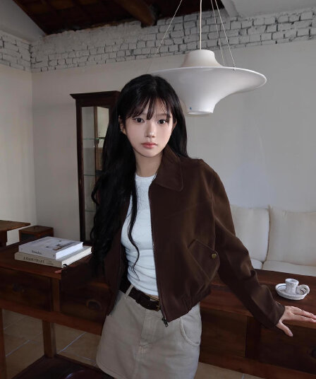 있음 창고 한국 chic 레트로 품격 폴로 칼라 재킷 맨위 여성 출퇴근 다용도 짧은 외투