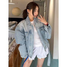 批发已入库 2026新款复古设计感翻领上衣工装长袖牛仔外套